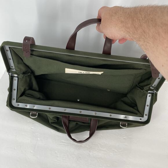 Line of Trade Weekender Green Canvas And Leather Bag Large - Picture 6 of 7